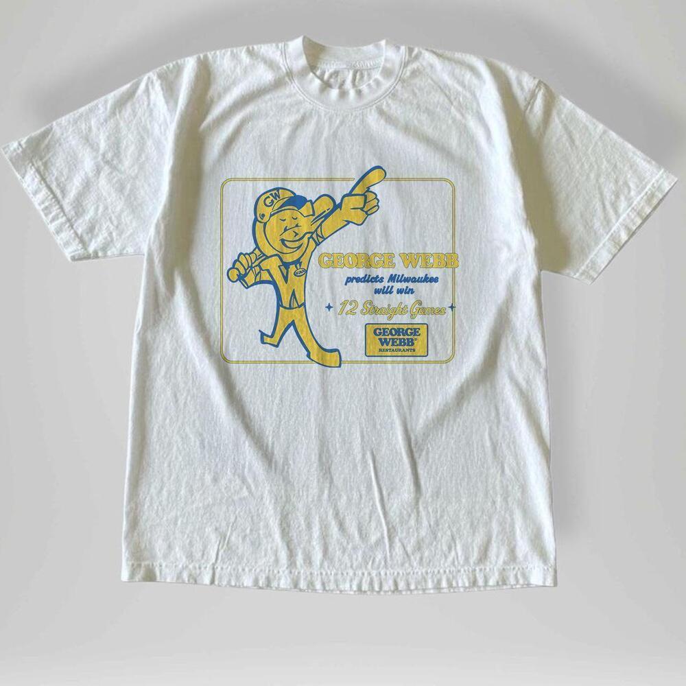 Style George Webb Milwaukee Baseball Promo Graphic Tee Retro Sports T Shirt